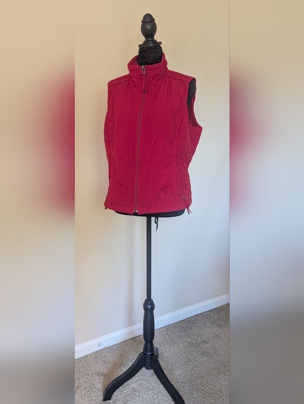 Coldwater Creek Red Quilted Zip Vest